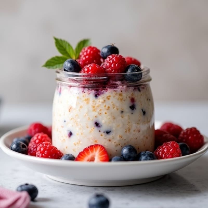 Vanilla-Berry Protein Overnight Oats