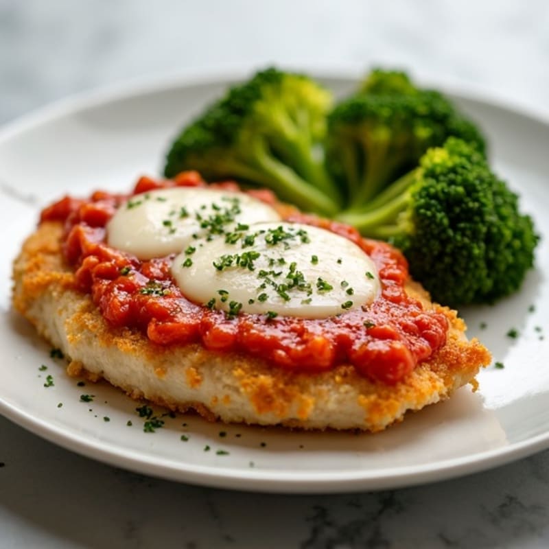 Healthy Crispy Baked Chicken Parmesan with Roasted Broccoli