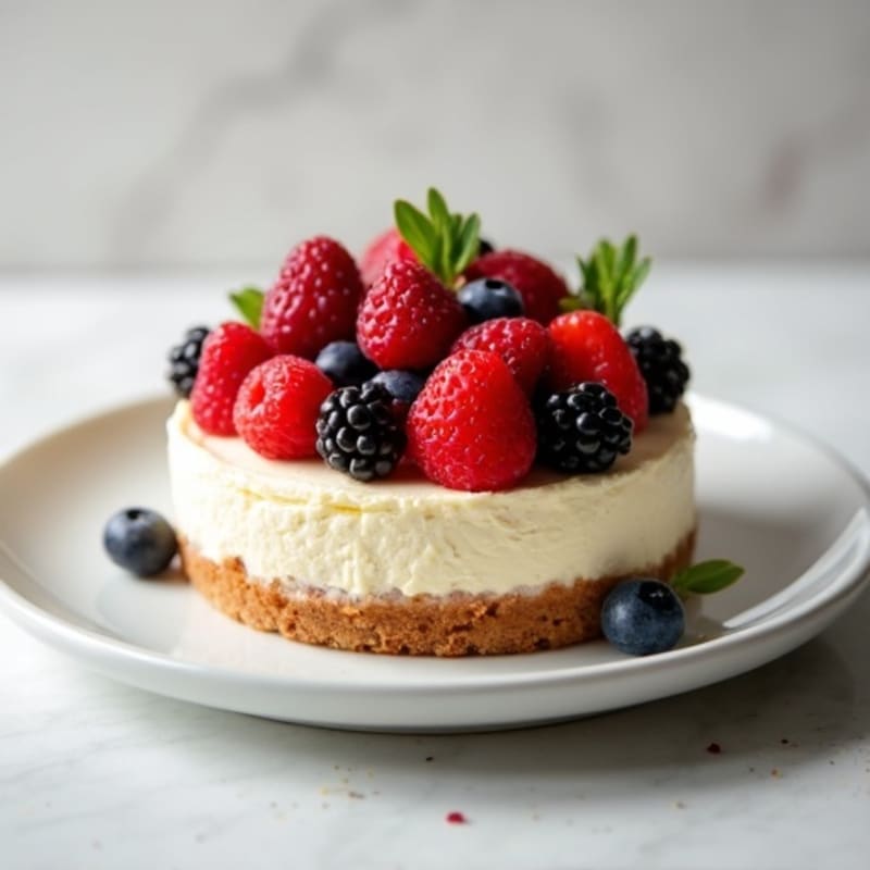 Greek Yogurt Protein Cheesecake with Fresh Berries
