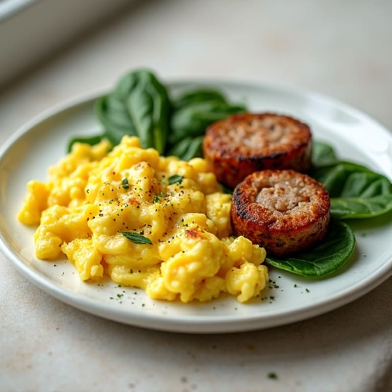 Scrambled Egg Whites with Spinach and Chicken Sausage