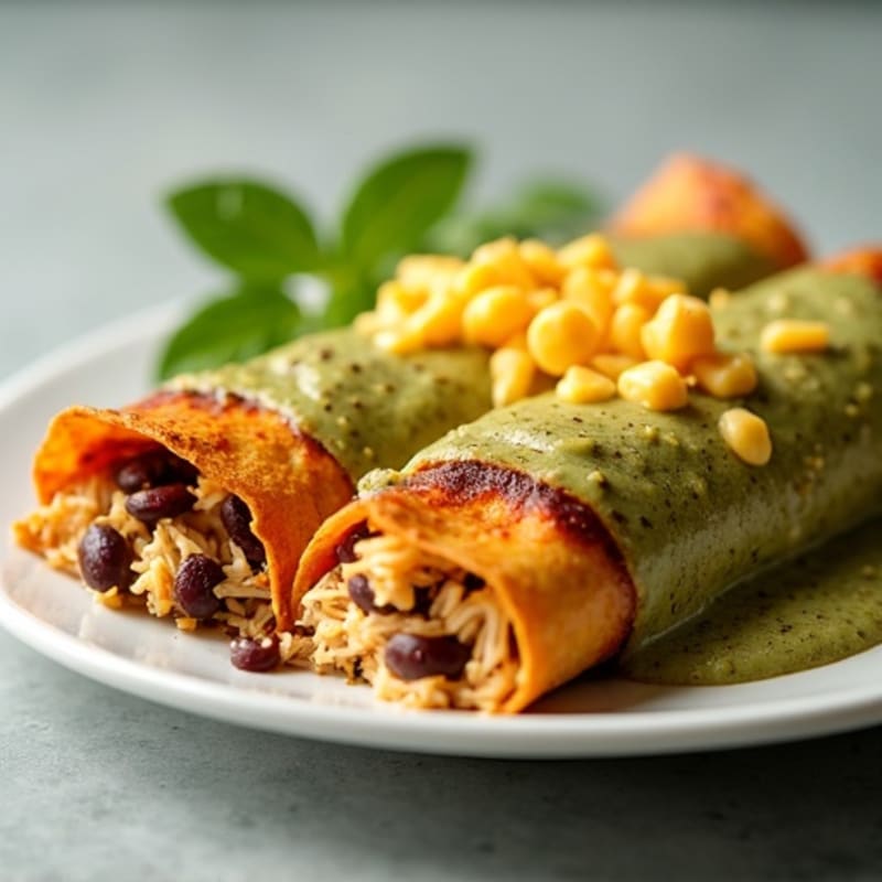 Salsa Verde Shredded Chicken Enchiladas