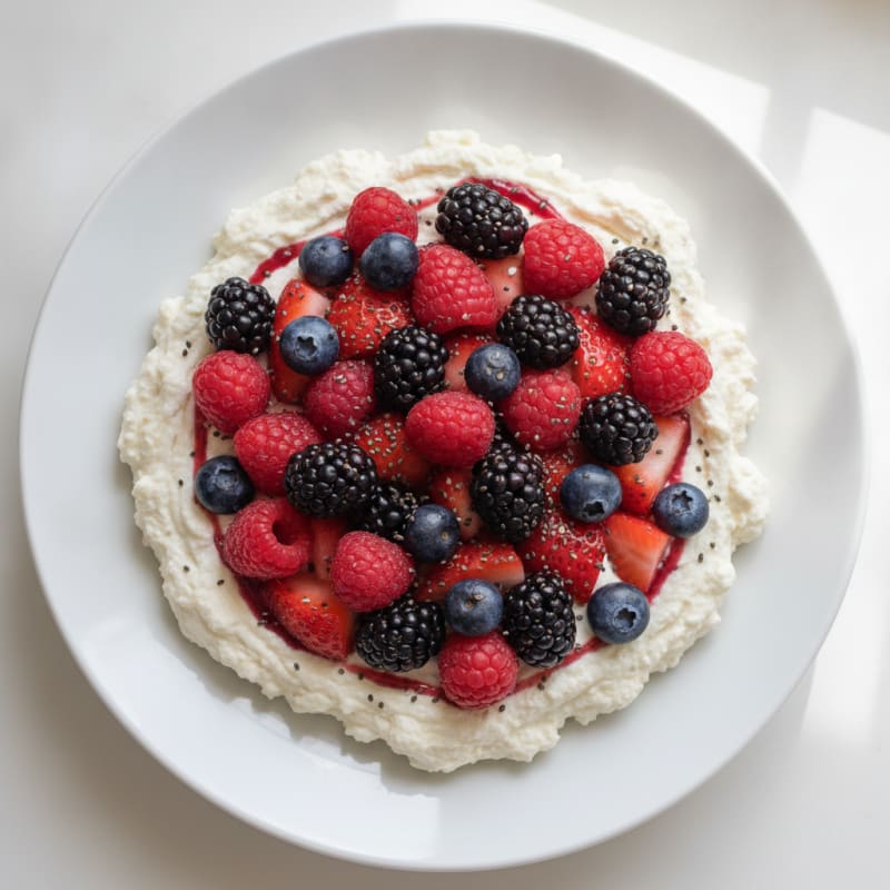 Greek Yogurt Protein Mousse with Mixed Berries