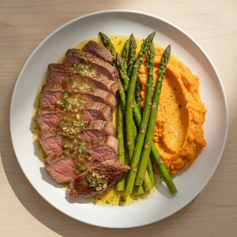 Pan-Seared Sirloin with Garlic Herb Butter