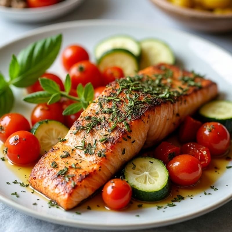 Herb-Crusted Baked Salmon with Roasted Vegetables