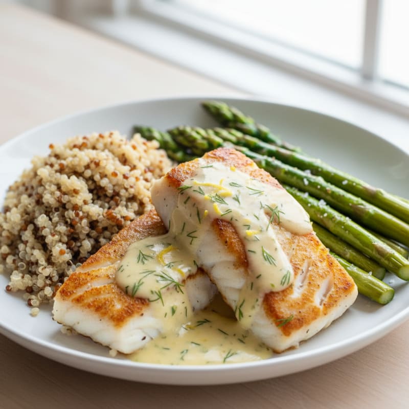Pan-Seared Cod with Lemon-Dill Sauce