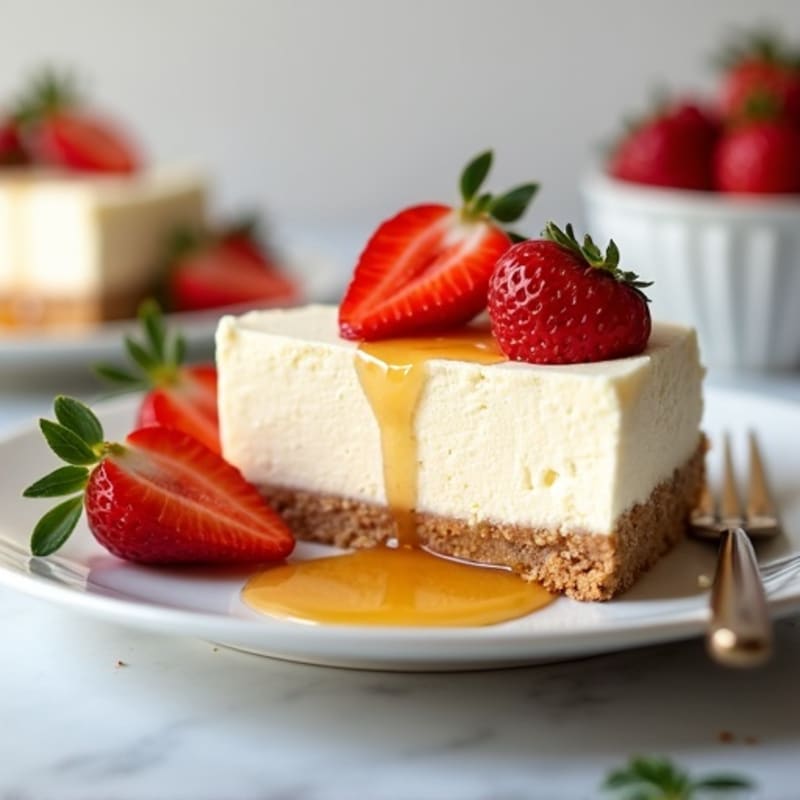 Greek Yogurt Protein Cheesecake with Fresh Strawberries