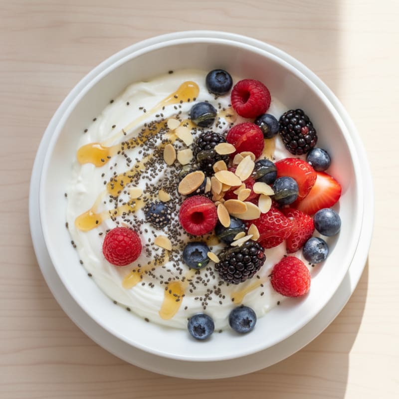 Silky Greek Yogurt Bowl with Chia Seeds and Mixed Berries
