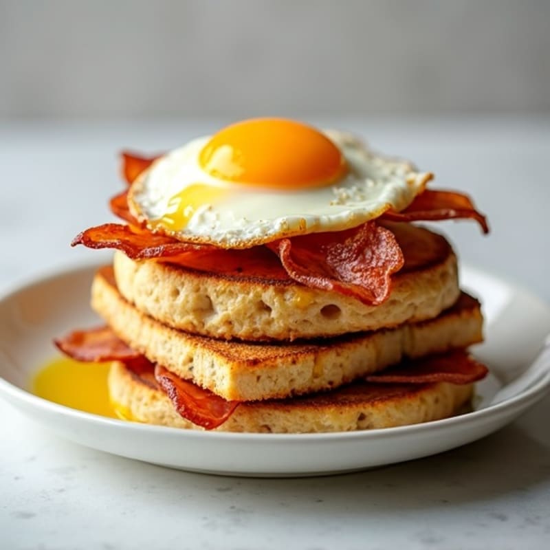 Crispy Turkey Bacon and Egg White Breakfast Stack