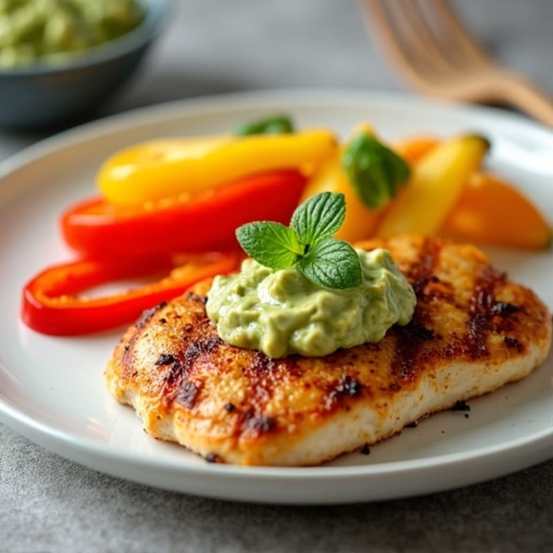Sheet Pan Citrus Chicken with Roasted Bell Peppers and Creamy Guacamole