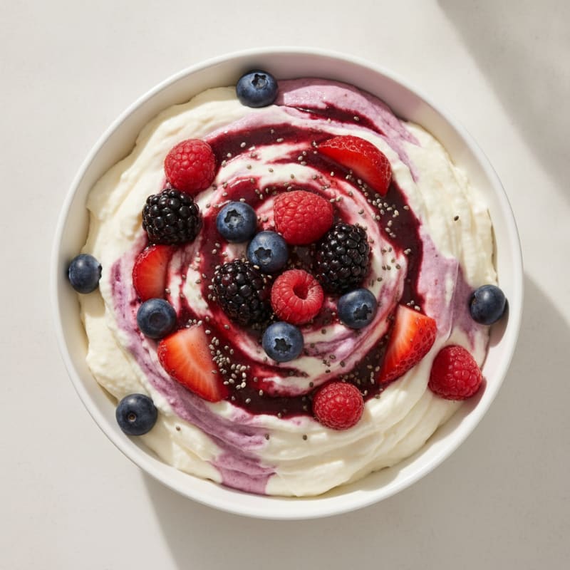 Silky Greek Yogurt Protein Mousse with Mixed Berries