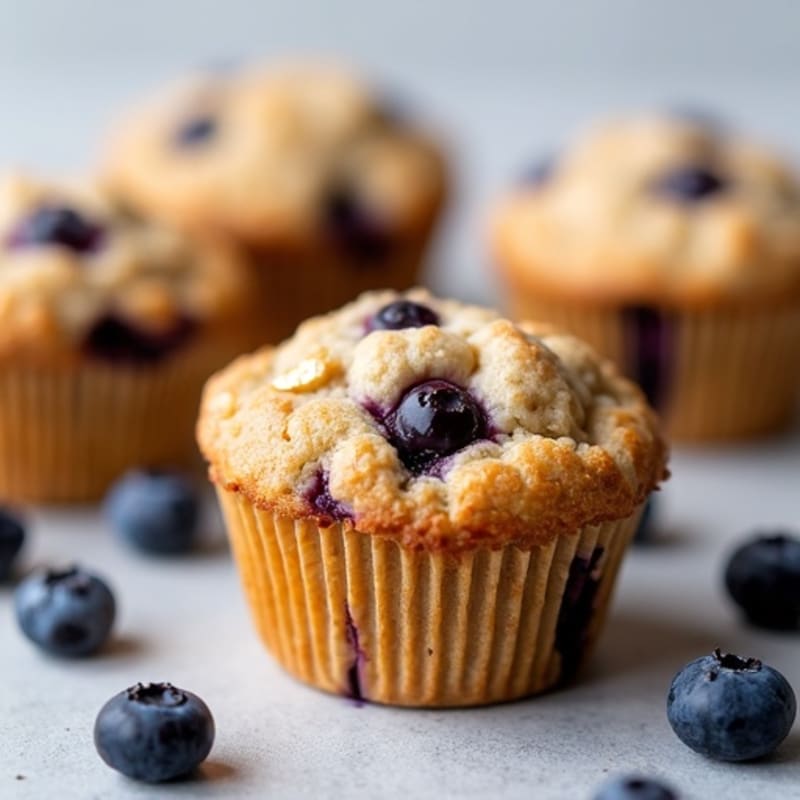 High-Protein Blueberry Oat Morning Muffins