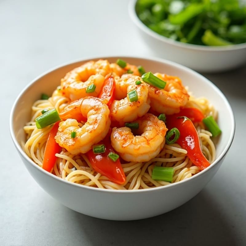Zesty Garlic-Ginger Shrimp with Rice Noodles