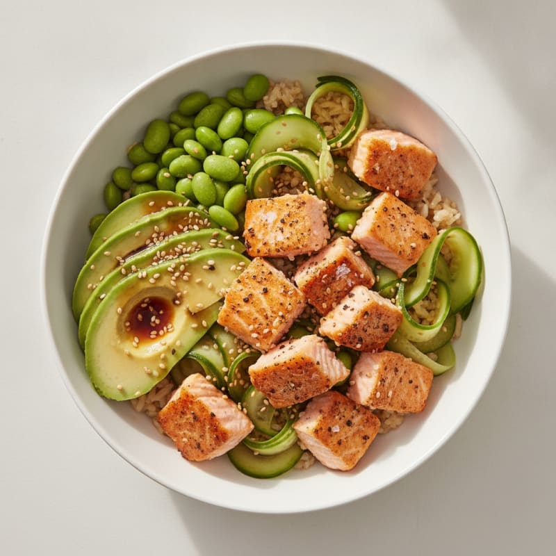 Sushi Rice Bowl with Salmon and Avocado