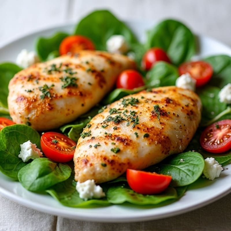 Lemon Herb Roasted Chicken with Fresh Spinach Salad