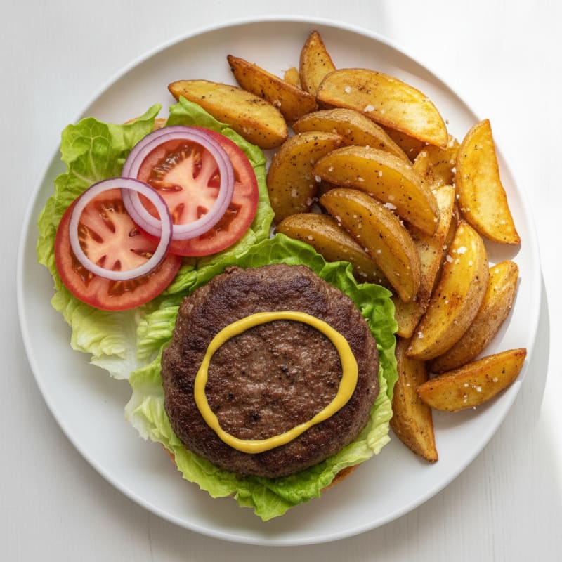 Classic Beef Burger with Potato Wedges