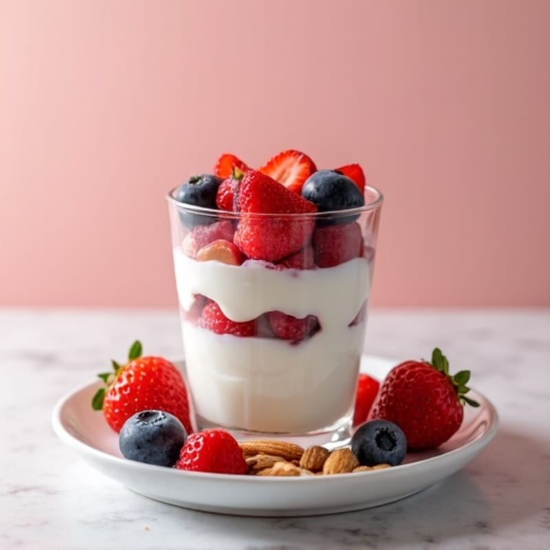 Greek Yogurt Protein Parfait with Mixed Berries and Almonds