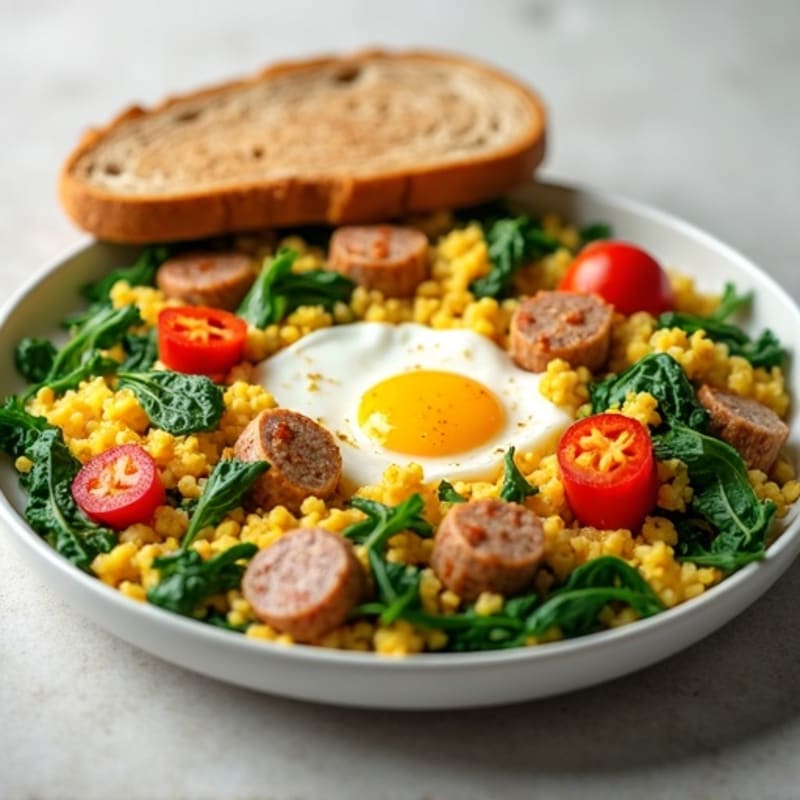 Egg White Scramble with Spinach and Turkey Sausage