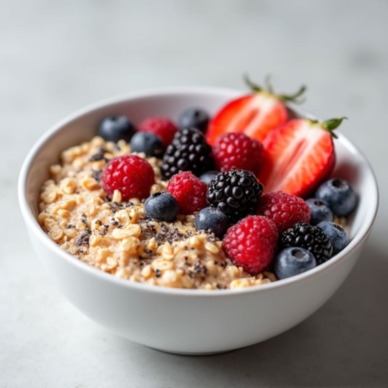 Fluffy Protein Oatmeal Bowl with Fresh Berries