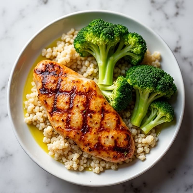 Grilled Chicken Breast with Quinoa and Steamed Broccoli