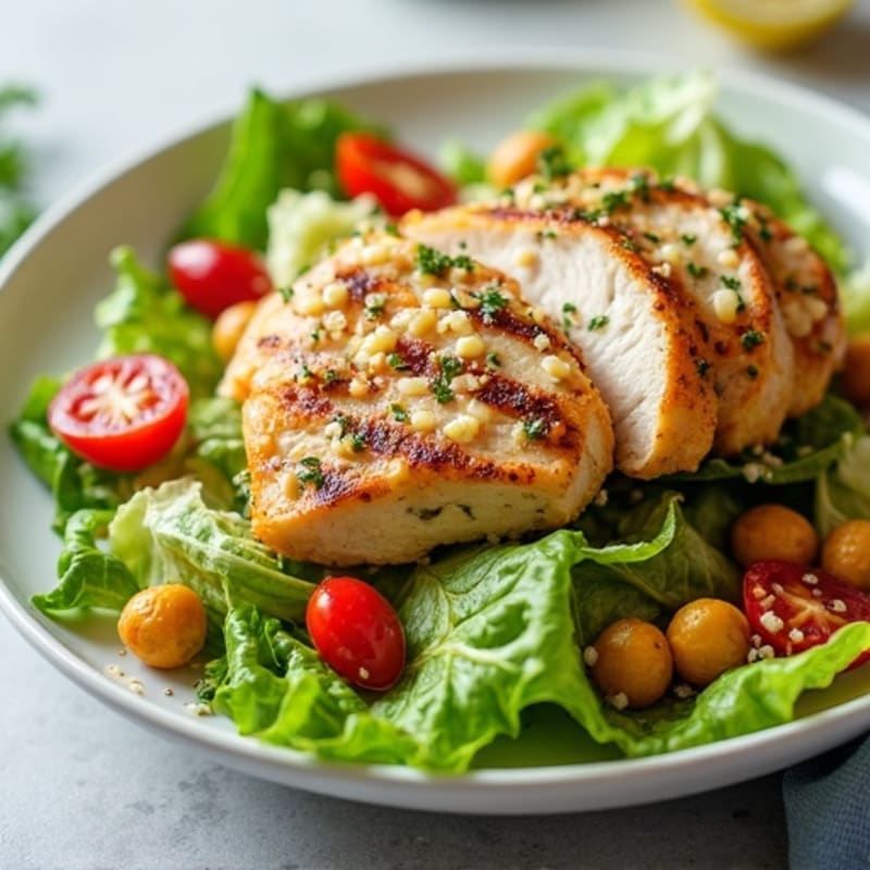 Herb-Grilled Chicken Caesar with Crispy Chickpea Croutons