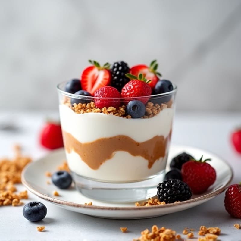 Greek Yogurt Parfait with Mixed Berries and Almond Butter