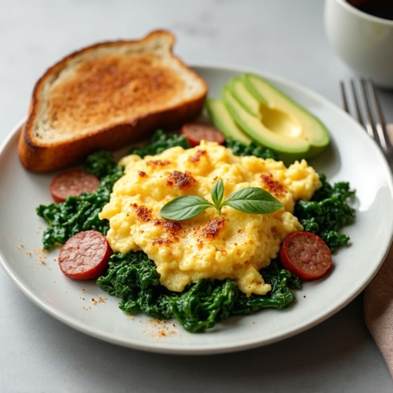 Egg White Scramble with Spinach and Turkey Sausage