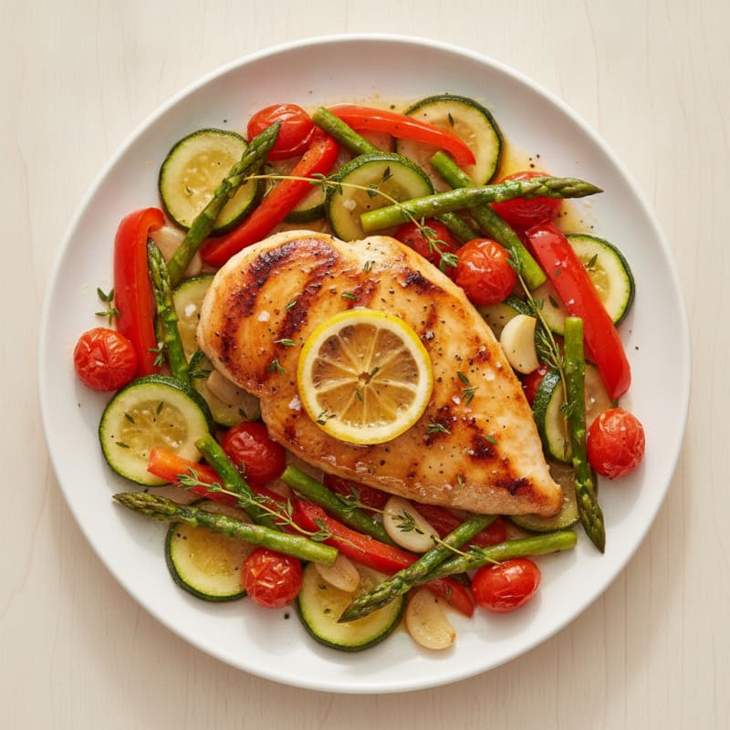 Fresh Checkers Chicken with Garden Vegetables