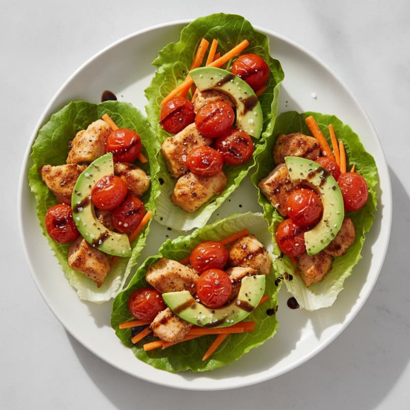 Chicken and Cherry Tomato Lettuce Wraps