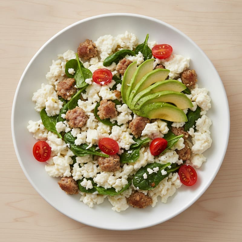 Egg White Scramble with Spinach and Turkey Sausage
