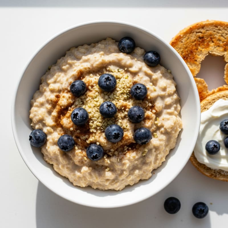 Protein-Packed Oatmeal and Toasted Bagel Power Bowl