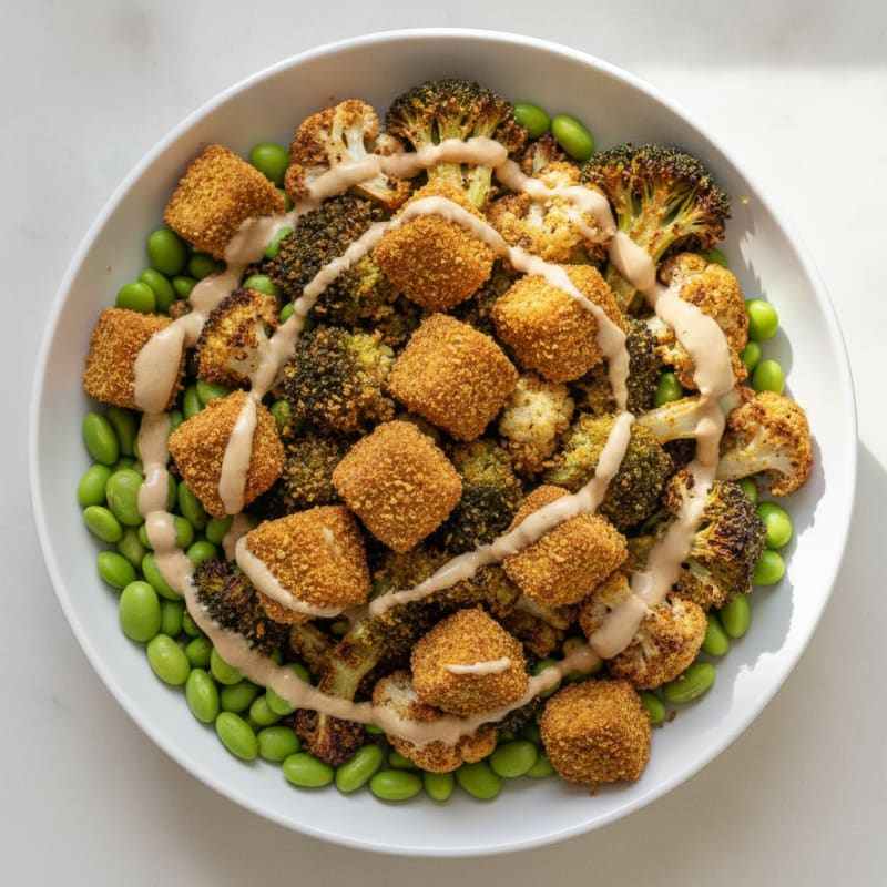 Roasted Vegetable Buddha Bowl with Tahini Dressing