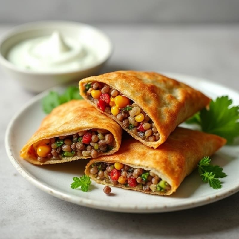 Baked Lentil-Vegetable Samosas with Mint Chutney