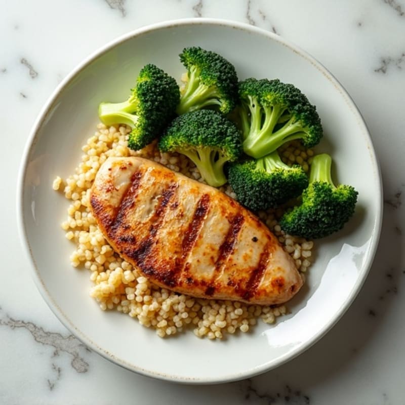 Grilled Chicken Breast with Quinoa and Steamed Broccoli