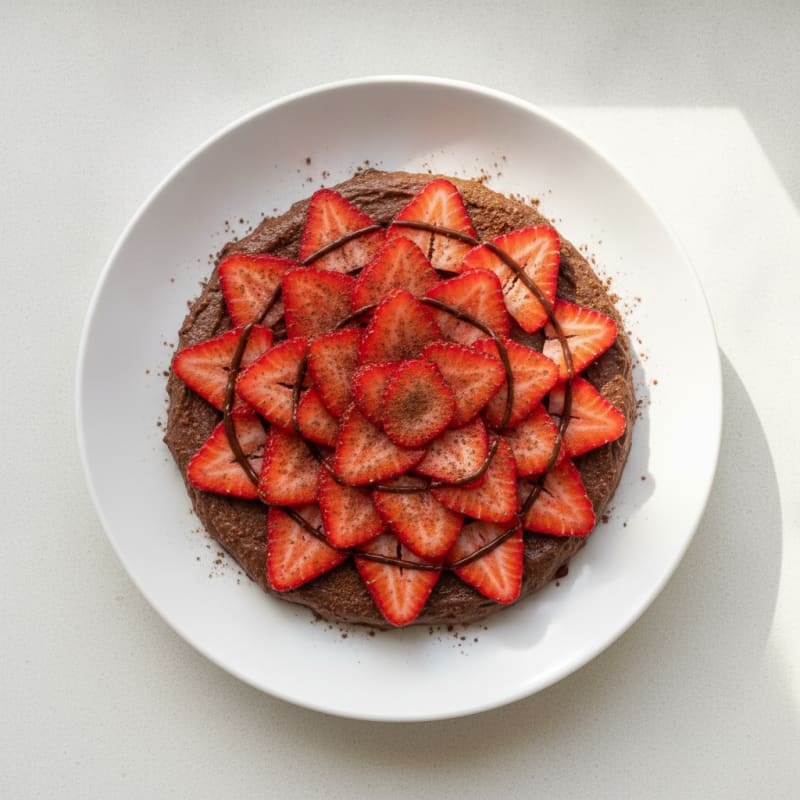 Silky Chocolate Protein Pudding with Sliced Strawberries