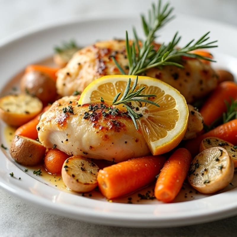 Lemon-Herb Roasted Chicken with Roasted Root Vegetables