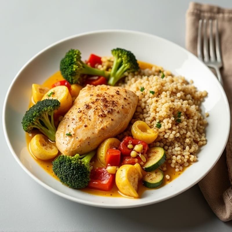 Creamy Chicken Coconut Curry with Roasted Vegetables