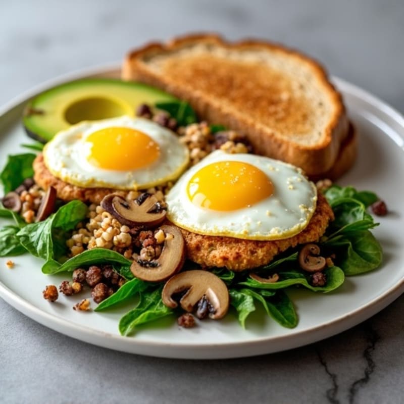 Egg White and Turkey Sausage Scramble with Spinach and Mushrooms