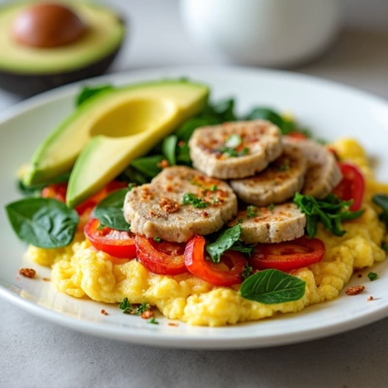 Egg White and Turkey Sausage Scramble with Spinach