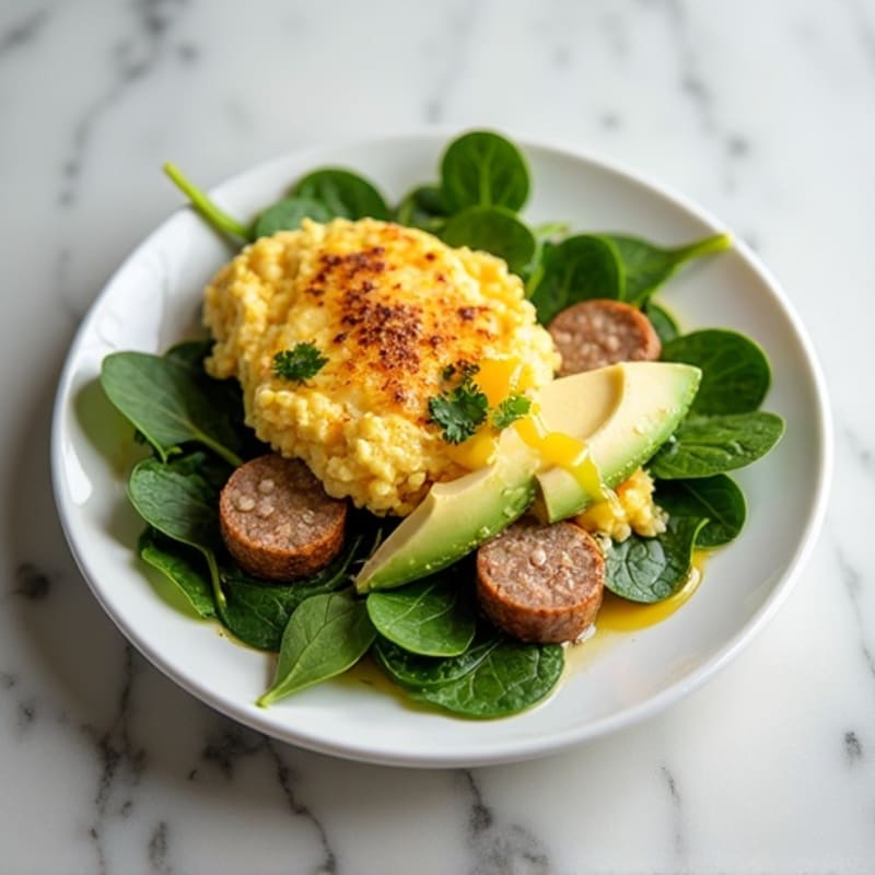Egg White and Turkey Sausage Scramble with Spinach