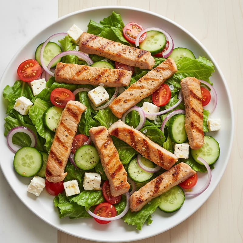 Tender Lemon-Herb Pork Greek Salad