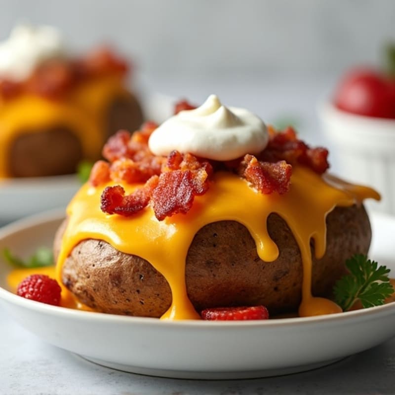 Loaded Baked Potatoes with Crispy Lean Bacon and Sharp Cheddar