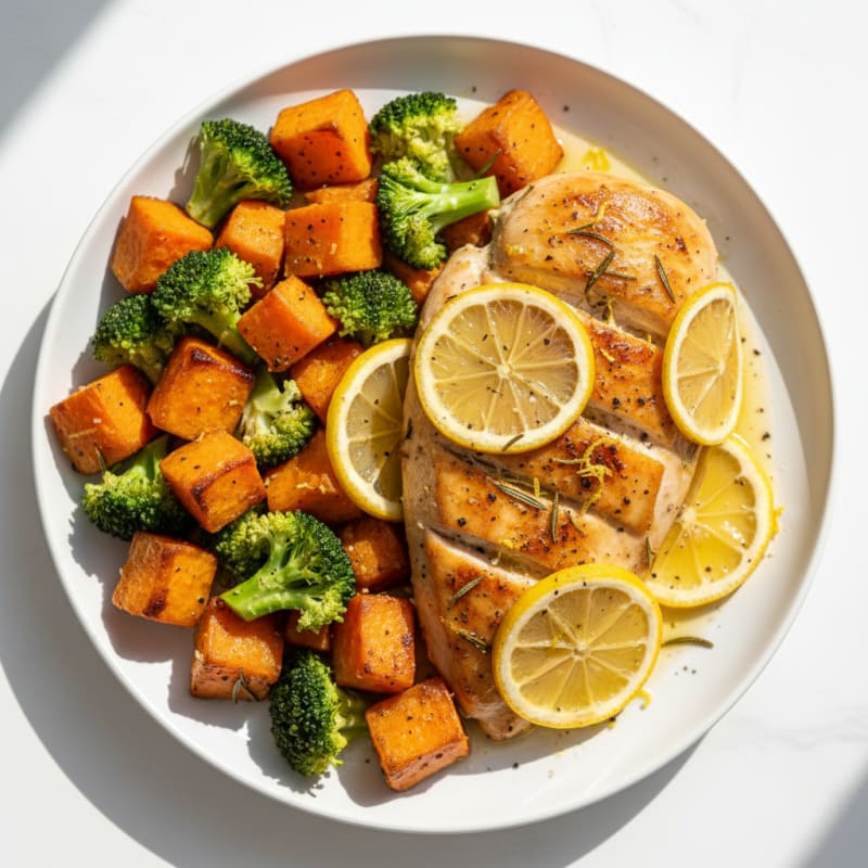 Lemon-Herb Roasted Chicken with Sweet Potatoes