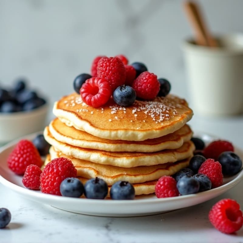 Fluffy Protein Pancakes with Fresh Berries