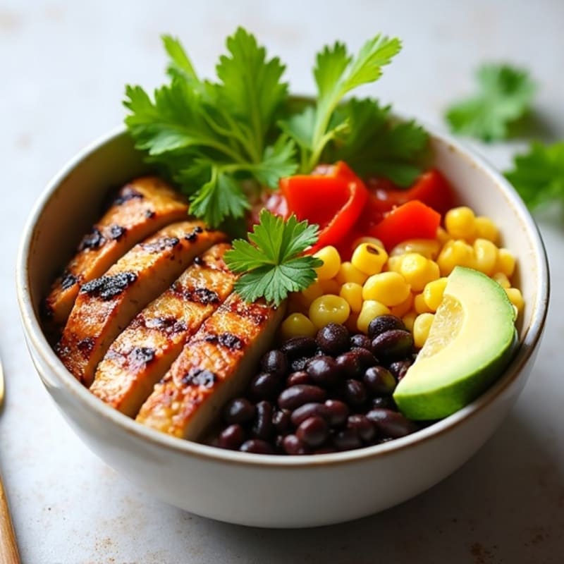 Cilantro-Lime Black Bean Bowl with Roasted Corn