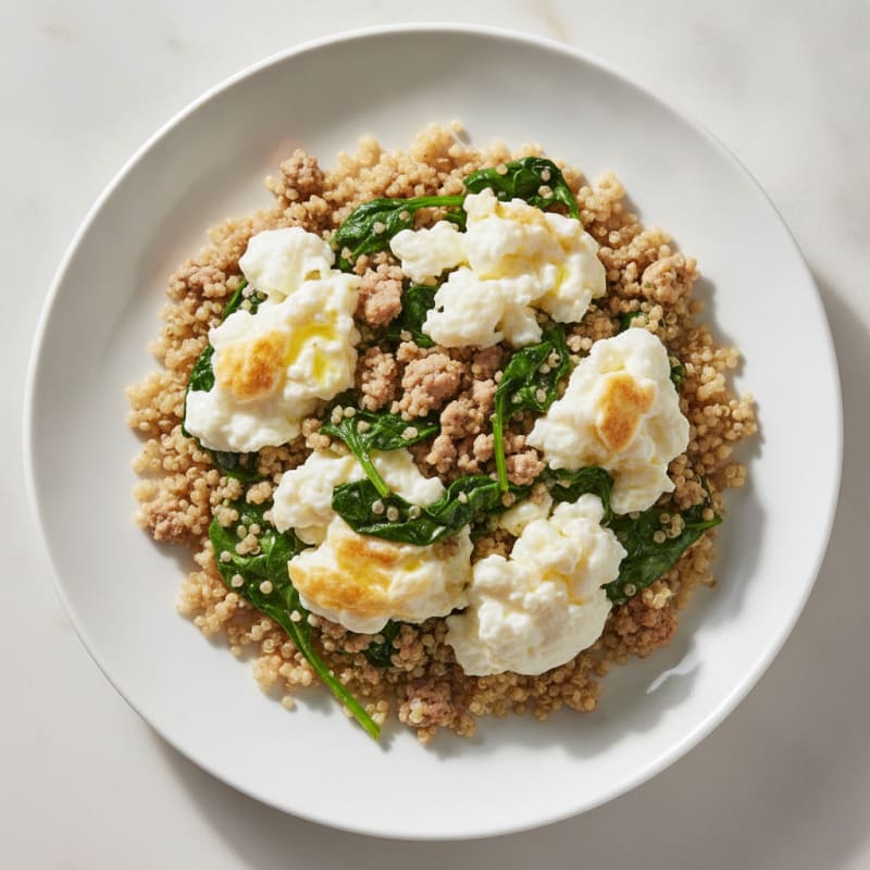 Egg White and Turkey Spinach Scramble with Quinoa