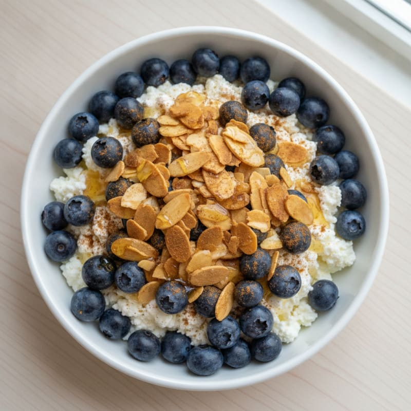 Cottage Cheese Berry Parfait with Toasted Almonds