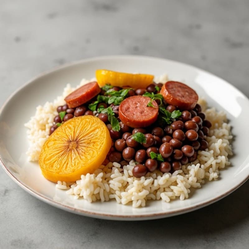 Black Eyed Peas with Golden Plantains and Fluffy Rice