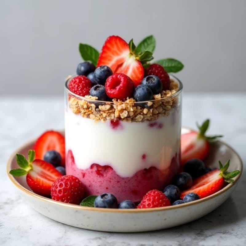 Protein Yogurt Parfait with Fresh Berries and Chia Seeds