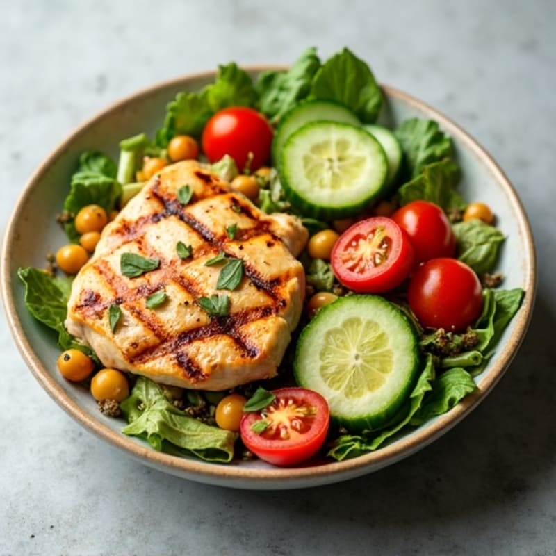 Grilled Chicken Breast Salad with Chickpeas and Lemon Vinaigrette