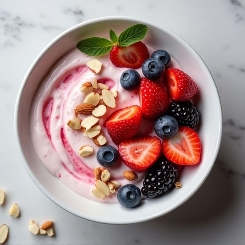 Creamy Greek Yogurt with Fresh Berries and Crunchy Almonds